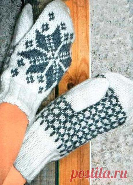 Варежки со снежинками вяжем спицами для женщин и мужчин – 18 схем с описанием и МК видео