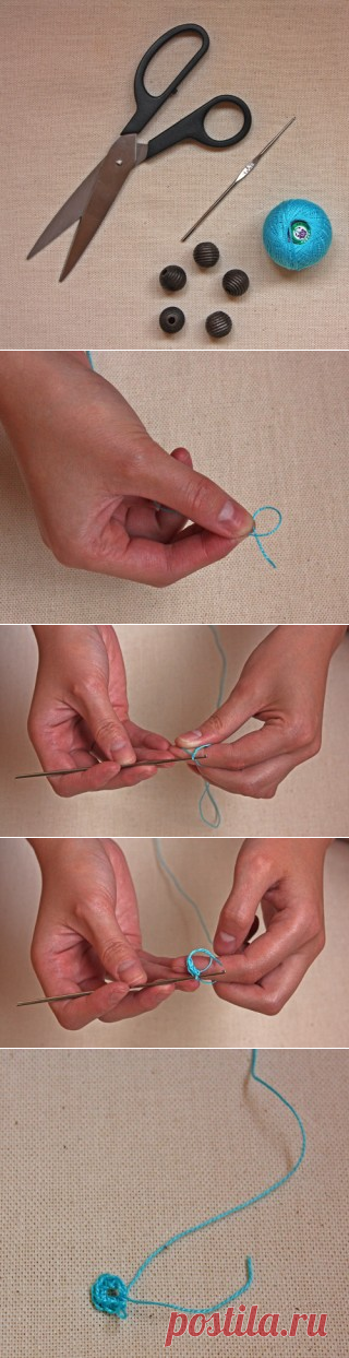 Как обвязать бусины крючком