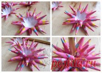 Цветок - объемная аппликация, как сделать украшение для подарка своими руками / Детское творчество в детском саду: аппликации и поделки из цветной бумаги, картона для детей / Ёжка - стихи, загадки, творчество и уроки рисования для детей