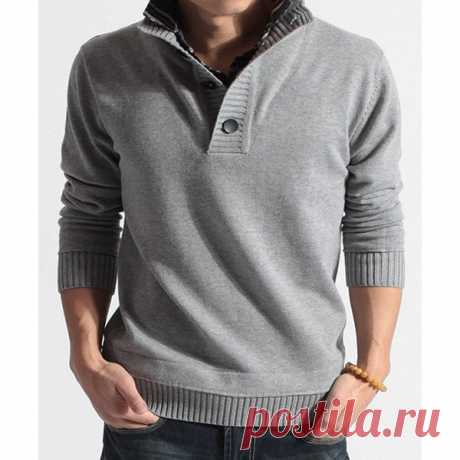Wholesale Faux Twinset Turn-down Collar Button Design Long Sleeves Sweater For Men Only $7.97 Drop Shipping | TrendsGal.com