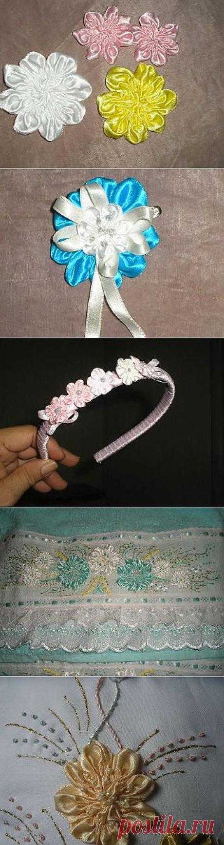 Цветы из лент