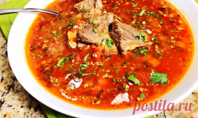 Вкусный грузинский суп «Харчо» Суп получается очень сытным, наваристым и ароматным.
