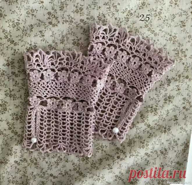 Нежные манжеты крючком. Схема | Вязаные крючком аксессуары