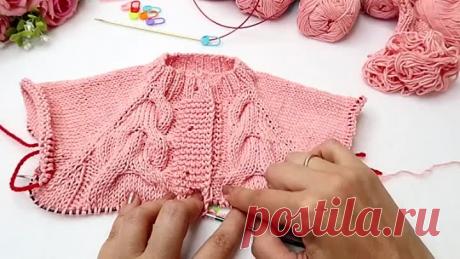 Детский комбинезон спицами с косами. Реглан сверху. Мастер класс