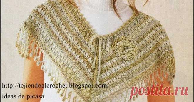 POCHO TEJIDO A GANCHILLO #crochet, #ganchillo,trabajo,