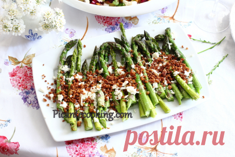 Спаржа з бринзою та житніми крихтами | Picantecooking