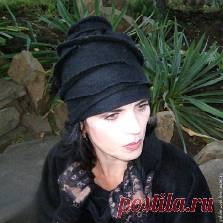 Шапочка "Багира - повелительница джунглей" в технике валяния – Ярмарка Мастеров