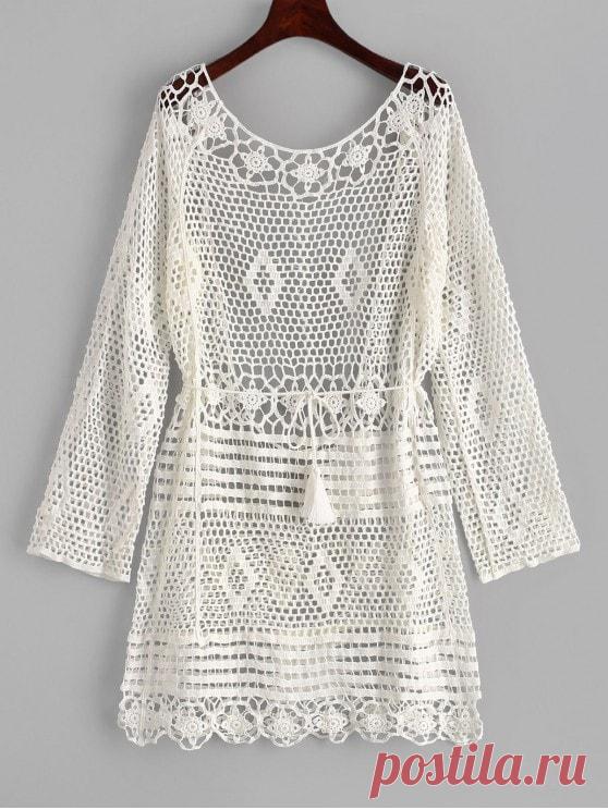 Кроше с открытой спиной   WHITE [36% Скидка] 2019 Кроше с открытой спиной в Белый | ZAFUL RUSSIA   Тип покрытия: Верх Пол: Для женщин Вырез: круглая шея Длинна одежды: длинные Длина рукава: длинные рукава Материал: хлопок,полиэстер Тип узора: Твердый Декоративные элементы: с открытой спиной,Крючок Сезон: лето Вес: 0.3200kg Комплектация: 1 х прикрытие 1 х пояс ...