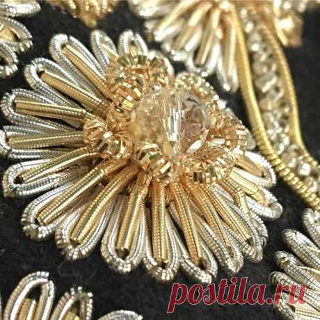 Goldwork detail | #handembroidery #artisanal #embellishments #embroidery #design #fashion #bridal #broderie #bordado #gold #goldwork
