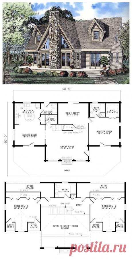 A-Frame Contemporary Log House Plan 61105