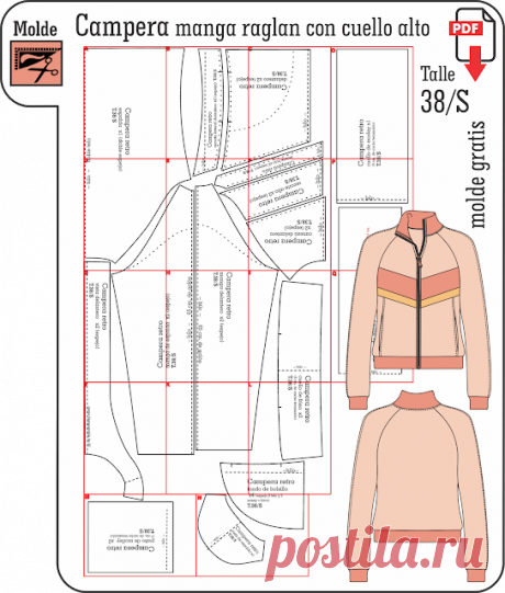 Moda, Diseño y Confección: Campera manga raglan, con recortes