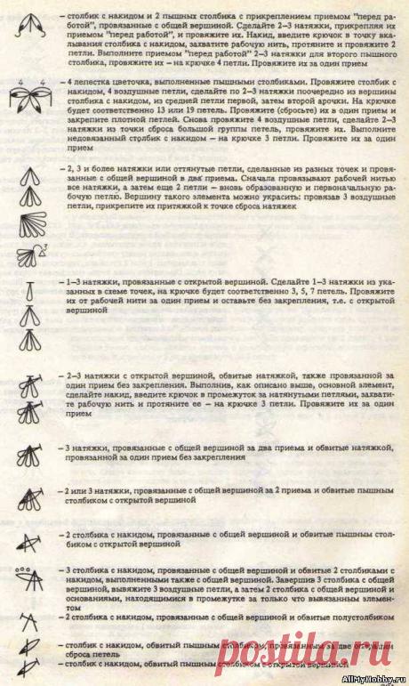 Условные обозначения для вязания крючком - Вязание крючком. Узоры