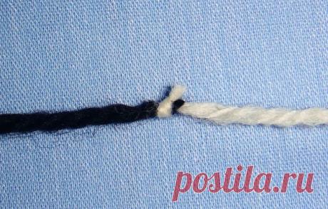 Способ крепкого незаметного соединения ниток "Промышленый узелок".