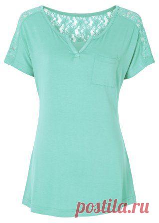 Кружевная футболка мятный пастельный - Для женщин - bonprix.kz
