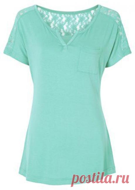 Кружевная футболка мятный пастельный - Для женщин - bonprix.kz