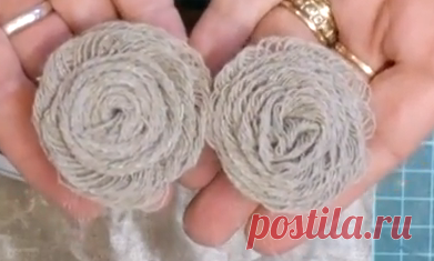 Винтажный цветок из мешковины. Видео мк