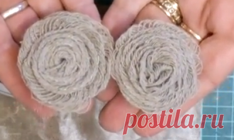 Винтажный цветок из мешковины. Видео мк