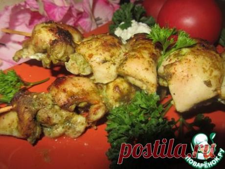 Куриные шашлычки в "зеленом" маринаде - кулинарный рецепт