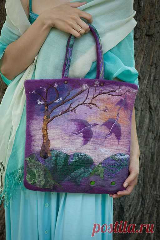 Felted Bag Handbag Purse Felt Nunofelt Nuno felt Silk Eco handmadered…