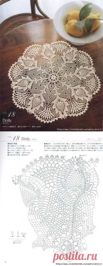 Ажурная салфетка крючком. 3f678cba5b016c75fb3db9e74a4007