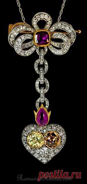 Carl Faberge antique Victorian Russian fancy colored diamond flaming heart pendant / brooch | Wendals Green приколол(а) это к доске Faberge