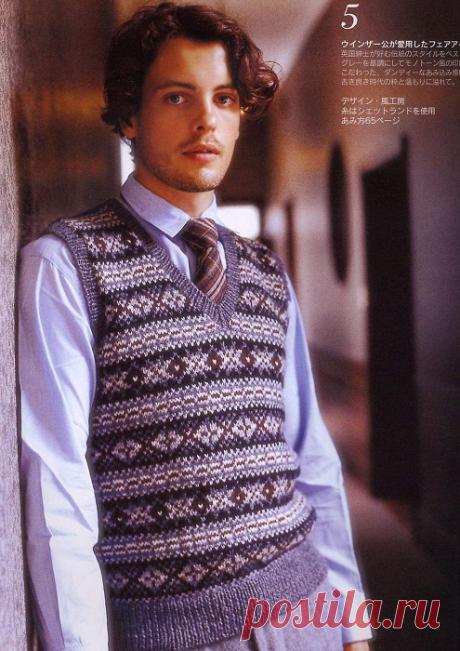 Мужская жаккардовая безрукавка.