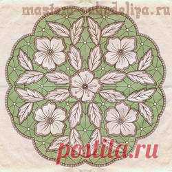 Схема для вышивки Ришелье: Старинная салфетка Цветы и листья