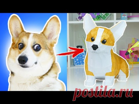 Сделала КОПИЮ Своей СОБАКИ Шок! ОГРОМНЫЙ 3D КОРГИ Рисую 24 Часа