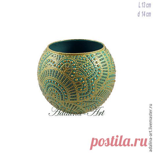 Купить ЗЛАТА ваза Точечная роспись - адалина-арт, адалина, adalina-art, adalina