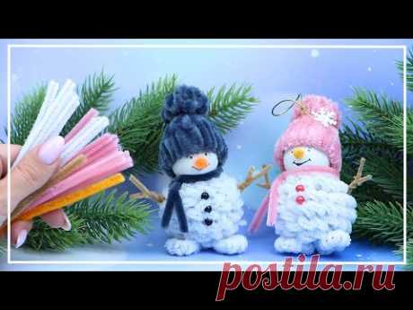 DIY: Милый Пушистый Снеговик из синельной проволоки 🎄 Новогодние поделки ❤NataliDoma