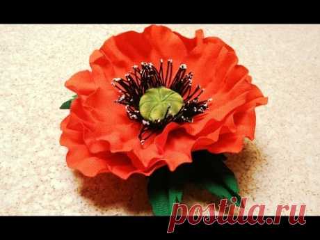 Fabric flowers how to make:poppy flower from fabric/tutorial/Цветы из ткани: немнущийся мак/МК