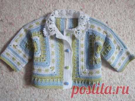 Детская кофточка Часть 1 Children's zip jacket Crochet Part 1