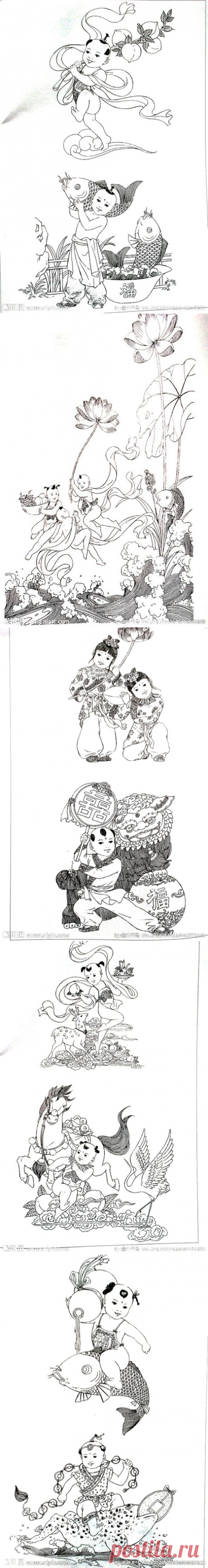 Китайские малыши... Раскраски.