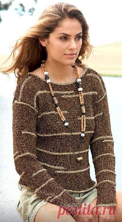 Джемпер с горизонтальными полосами (в стиле "берёзка"). Спицами. / Люблю Вязать