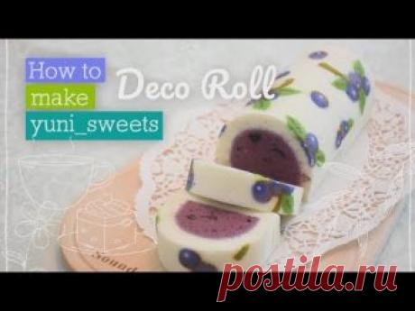 How to make blueberry design Rollcake! | yunisweets Deco Roll
