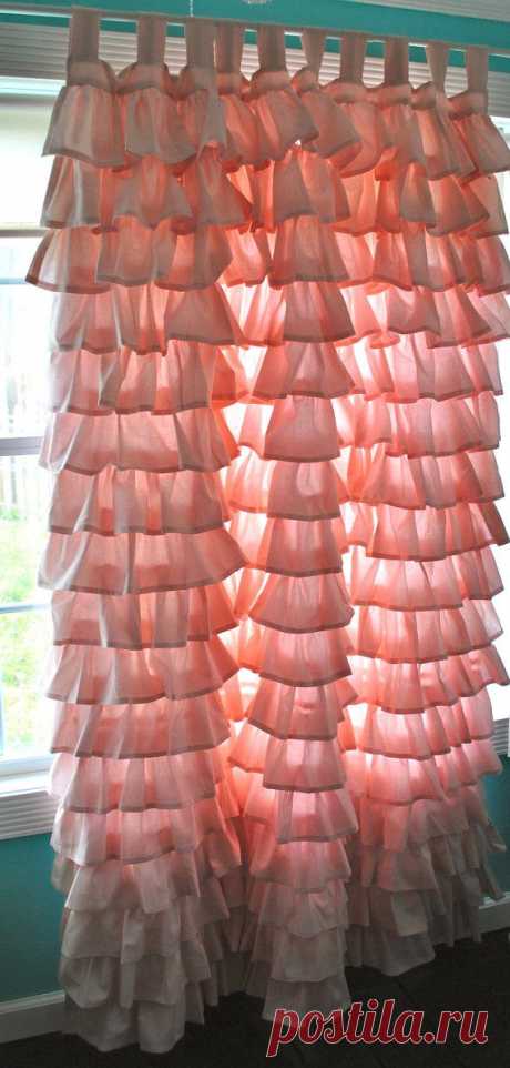 Ruffled Pink Curtain by PaulaAndErika on Etsy