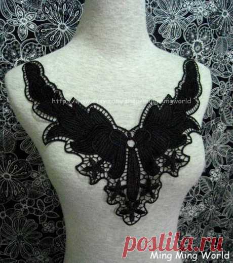 Black  Applique Lace Trim - Big Flower Applique Lace  (A6) Wonderful and special Lace Applique.I think you would like it.  Measure:Lenght: 11 1/2’inch (292mm) width: 11 1/2’inch (292mm)  Listing is for 1 PCS.  Thank you for your attention  If you need more quantity or want more information .  Please feel free to contact me .