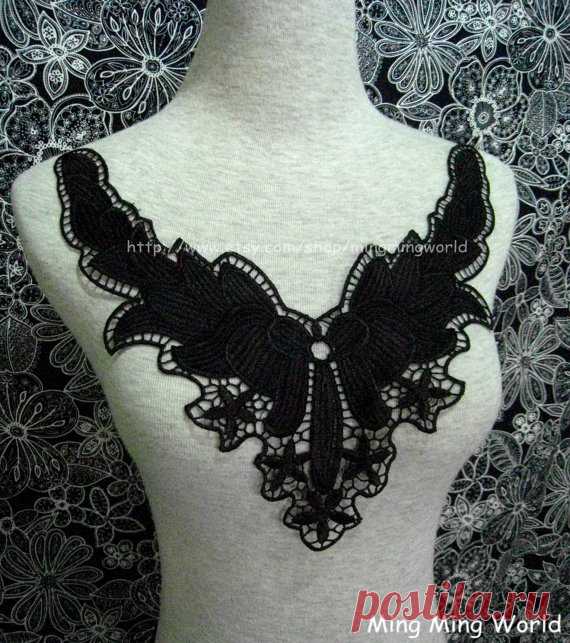 Black  Applique Lace Trim - Big Flower Applique Lace  (A6) Wonderful and special Lace Applique.I think you would like it.  Measure:Lenght: 11 1/2’inch (292mm) width: 11 1/2’inch (292mm)  Listing is for 1 PCS.  Thank you for your attention  If you need more quantity or want more information .  Please feel free to contact me .