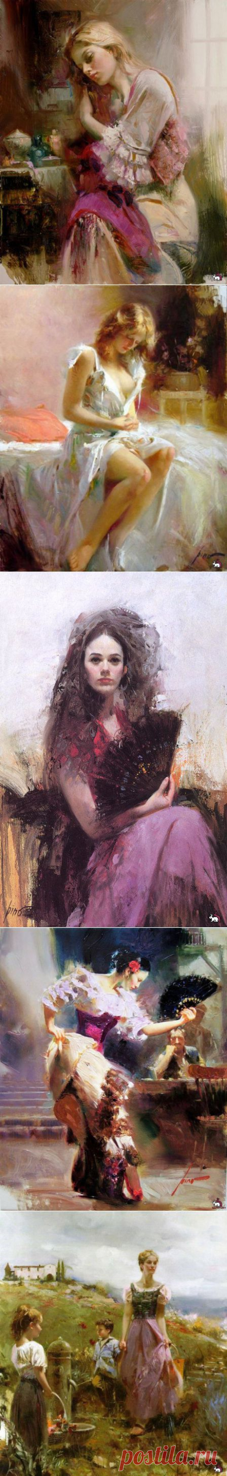 Душевная женская тайна в картинах итальянского художника Pino Daeni.