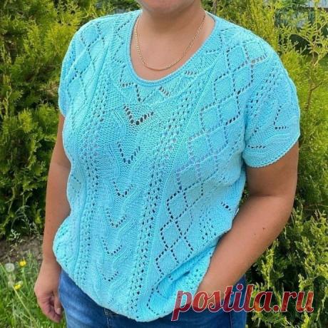 Вяжем голубой летний топ
