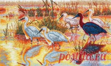 Вышивка крестом &quot;Egrets&quot; | Скачать схему бесплатно