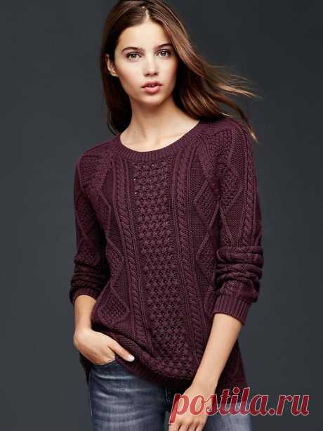 {FALL 2015} cable knit pull over sweater in vamp red XLtall