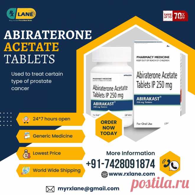 Thanks for visit and give a valuable time, if you want to Purchase Abiraterone 250mg Tablets Malaysia please contact us on: Call/WhatsApp: +91-7428091874, Mail to: myrxlane@gmail.com, Web: www.rxlane.com.