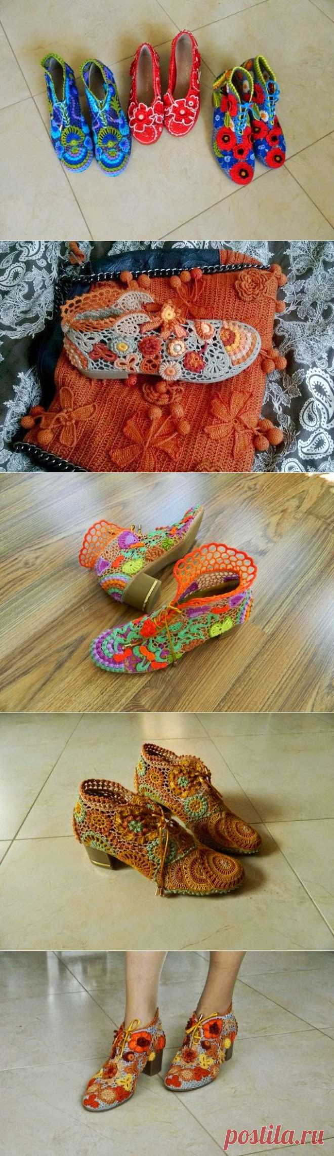 Irish crochet &: Обувь ирландским кружевом.