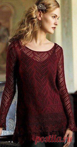 Узор спицами для ажурной туники