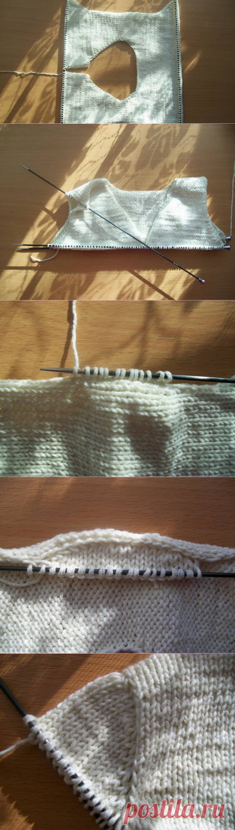 tru-knitting: Имитация втачного рукава сверху вниз. МК