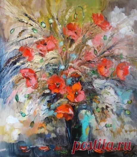 Маки и колосья ржи. Картины художника. Чарина Анна Анатольевна. Художники. Картины, картинная галерея, продажа картин