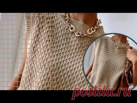 САМАЯ ПОПУЛЯРНАЯ БЕЗРУКАВКА-2022. Мастер класс (скос плеча,схема,расчёты петель…)