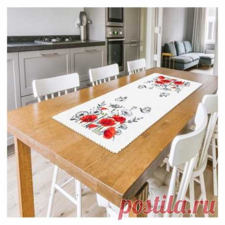 Coricamo ZU 10509 - Дорожка для стола с фиолетовыми маками-Вышивка крестиком Общение / Скачать (только ответ)-Схемы для вышивки крестом, отсканированные-PinDIY.com