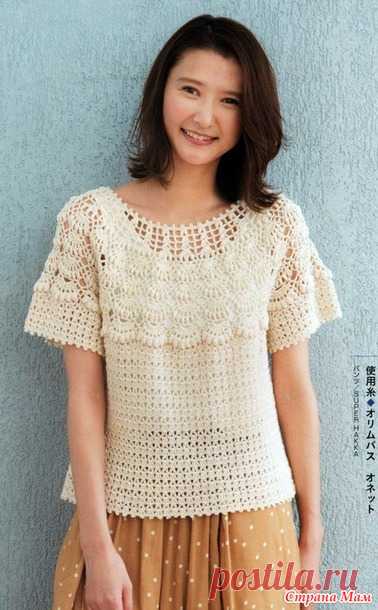 Две кофточки и топ с красивой круглой кокеткой по одной схеме. Крючок. - ВЯЗАНАЯ МОДА+ ДЛЯ НЕМОДЕЛЬНЫХ ДАМ - Страна Мам